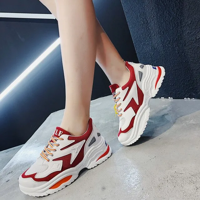 New Women Sneakers Women Vulcanize Shoes Chunky Sneakers Women Shoes Platform Sneakers Women Casual Shoes Casual Sneakers Female White Flat Sneakers