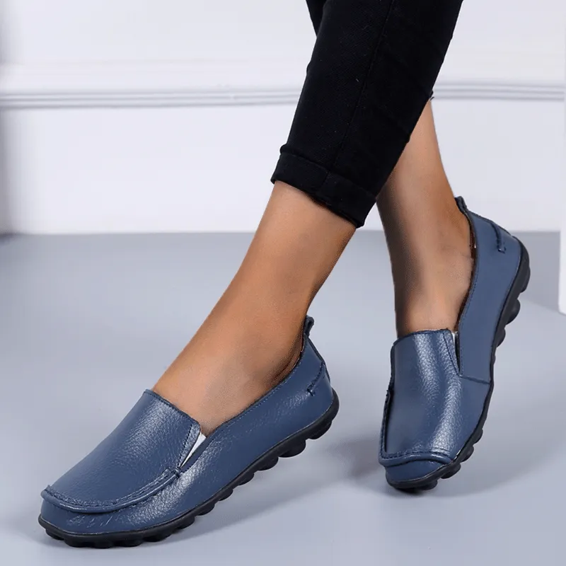 Vanccy Women Flats Ballet Leather Breathable Casual Shoes Hoka Loafers