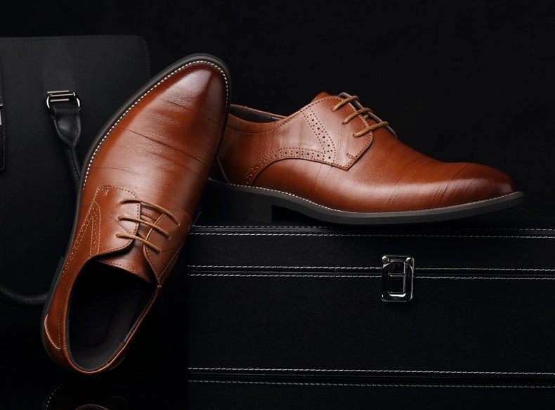 Flat Bed Shoes 2017 New Men's Real Cowhide Leather Oxford Shoes Comfortable Insole Lacing Business Dress Shoes Man Wedding High Quality Shoes