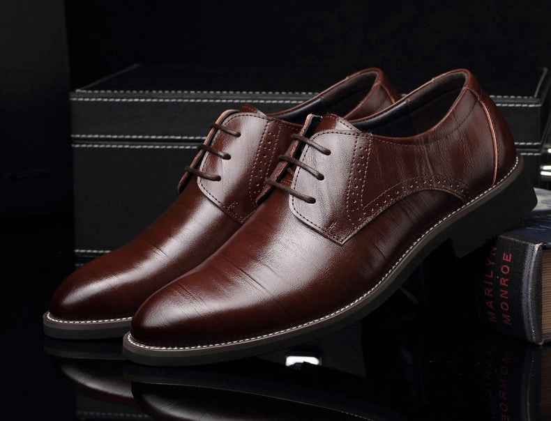 2017 New Men's Real Cowhide Leather Oxford Shoes Comfortable Insole Lacing Business Dress Shoes Man Wedding High Quality Shoes Feet Hurt When Wearing Flat Shoes