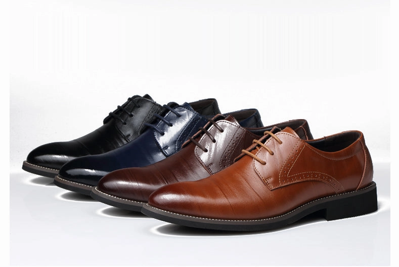 2017 New Men's Real Cowhide Leather Oxford Shoes Comfortable Insole Lacing Business Dress Shoes Man Wedding High Quality Shoes Flat Prom Dress Shoes