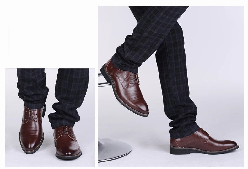 2017 New Men's Real Cowhide Leather Oxford Shoes Comfortable Insole Lacing Business Dress Shoes Man Wedding High Quality Shoes Flat Shoes For Teens