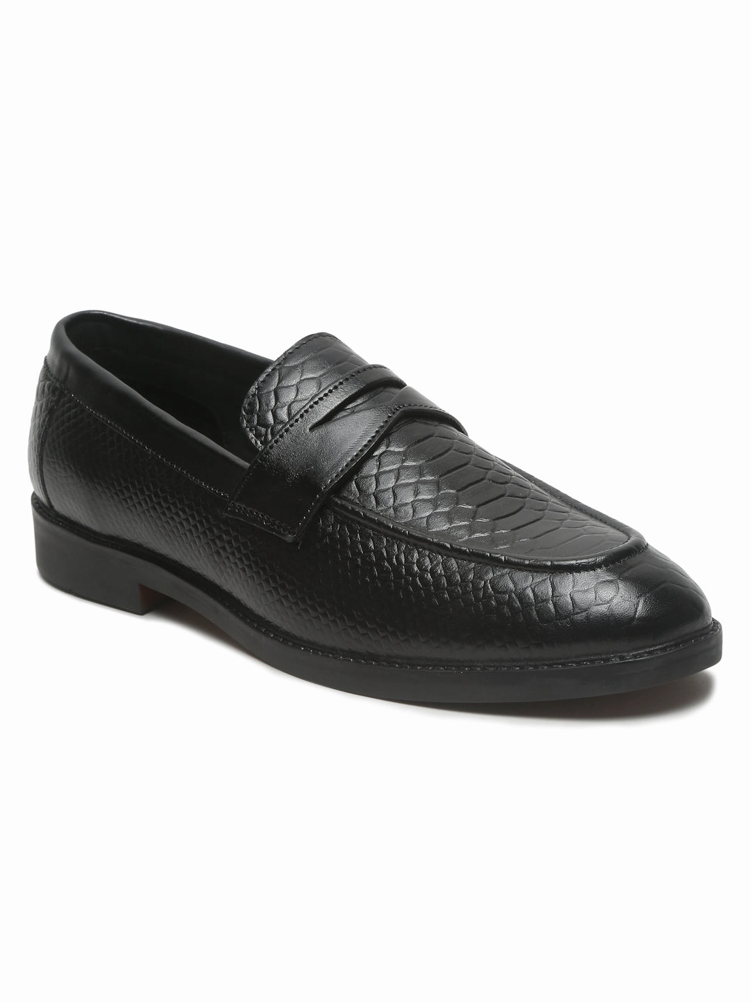 White Casual Shoes Leather Men's Black Classy Patterned Texture Leather Loafers