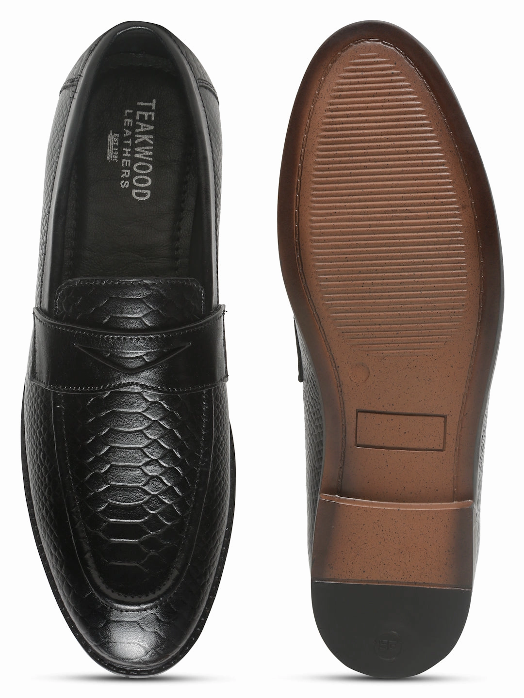 Casual Dress Shoes To Wear With Shorts Men's Black Classy Patterned Texture Leather Loafers