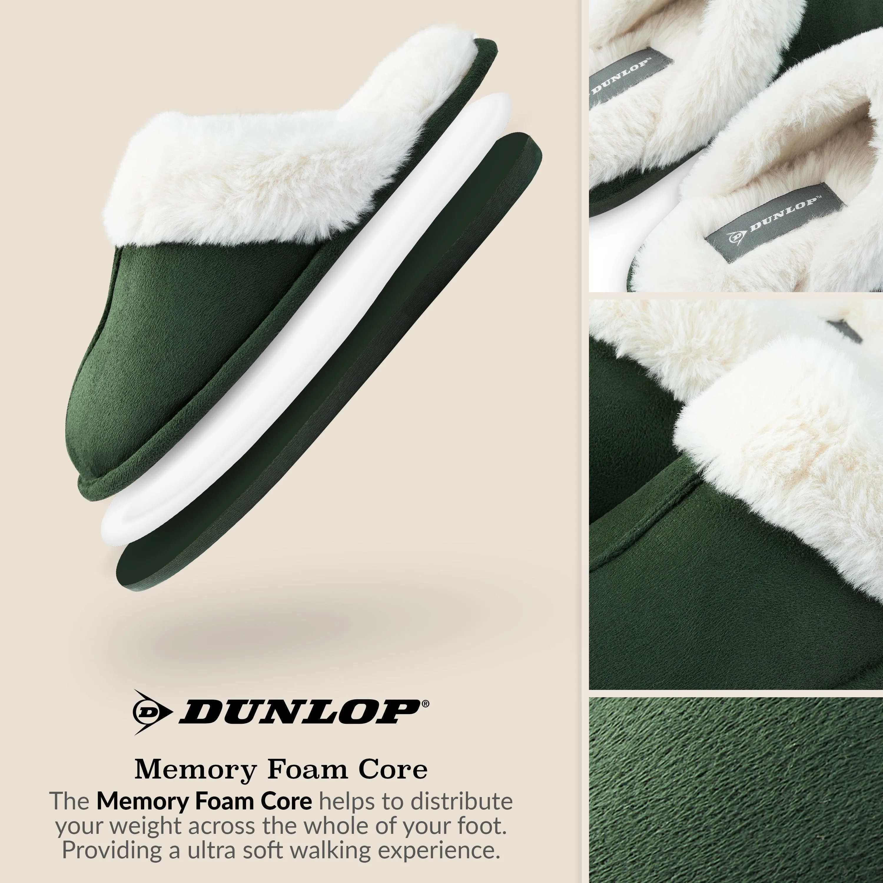 Dunlop Womens Slippers, Memory Foam Fluffy Slip On House Shoes Mario Slippers
