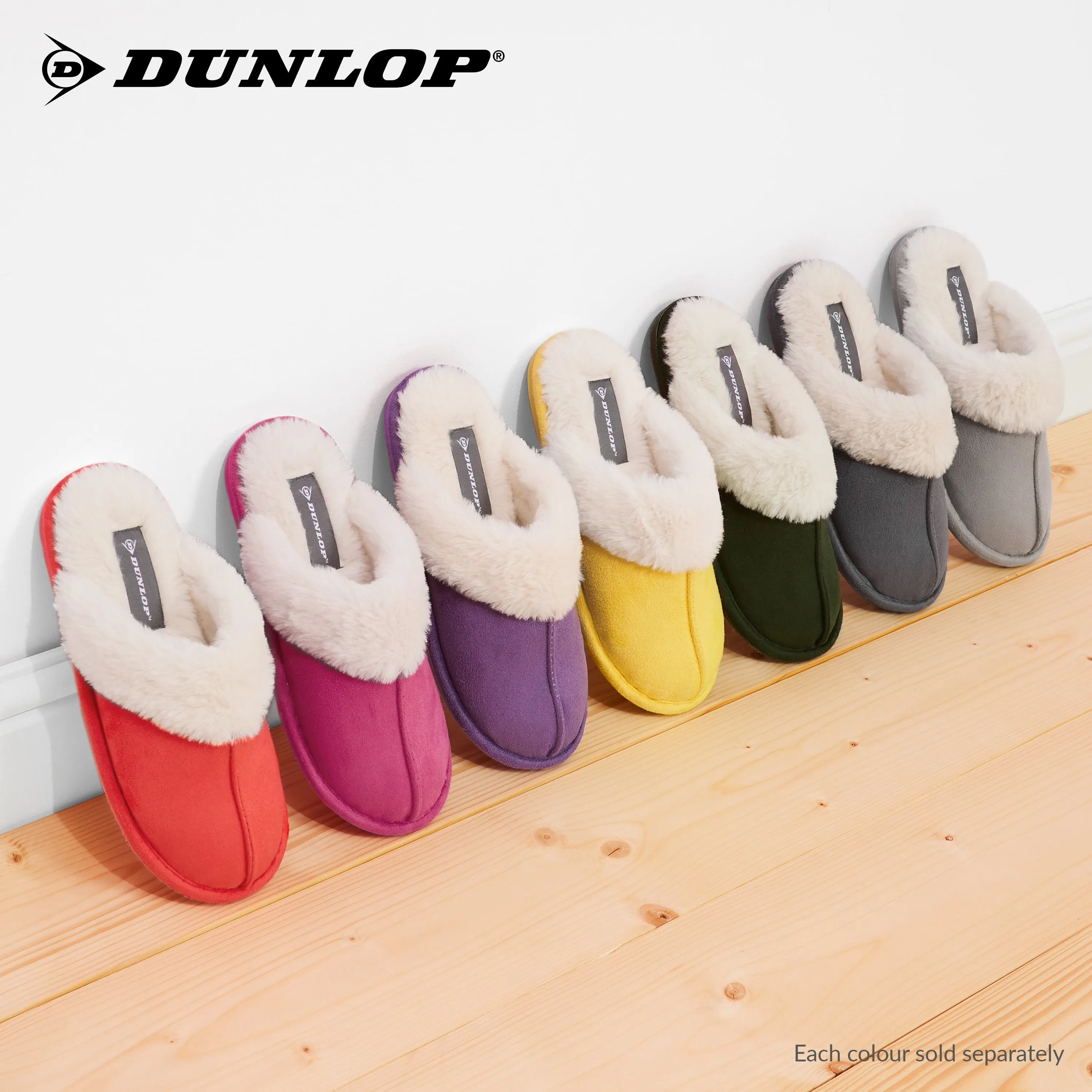 Dunlop Womens Slippers, Memory Foam Fluffy Slip On House Shoes
