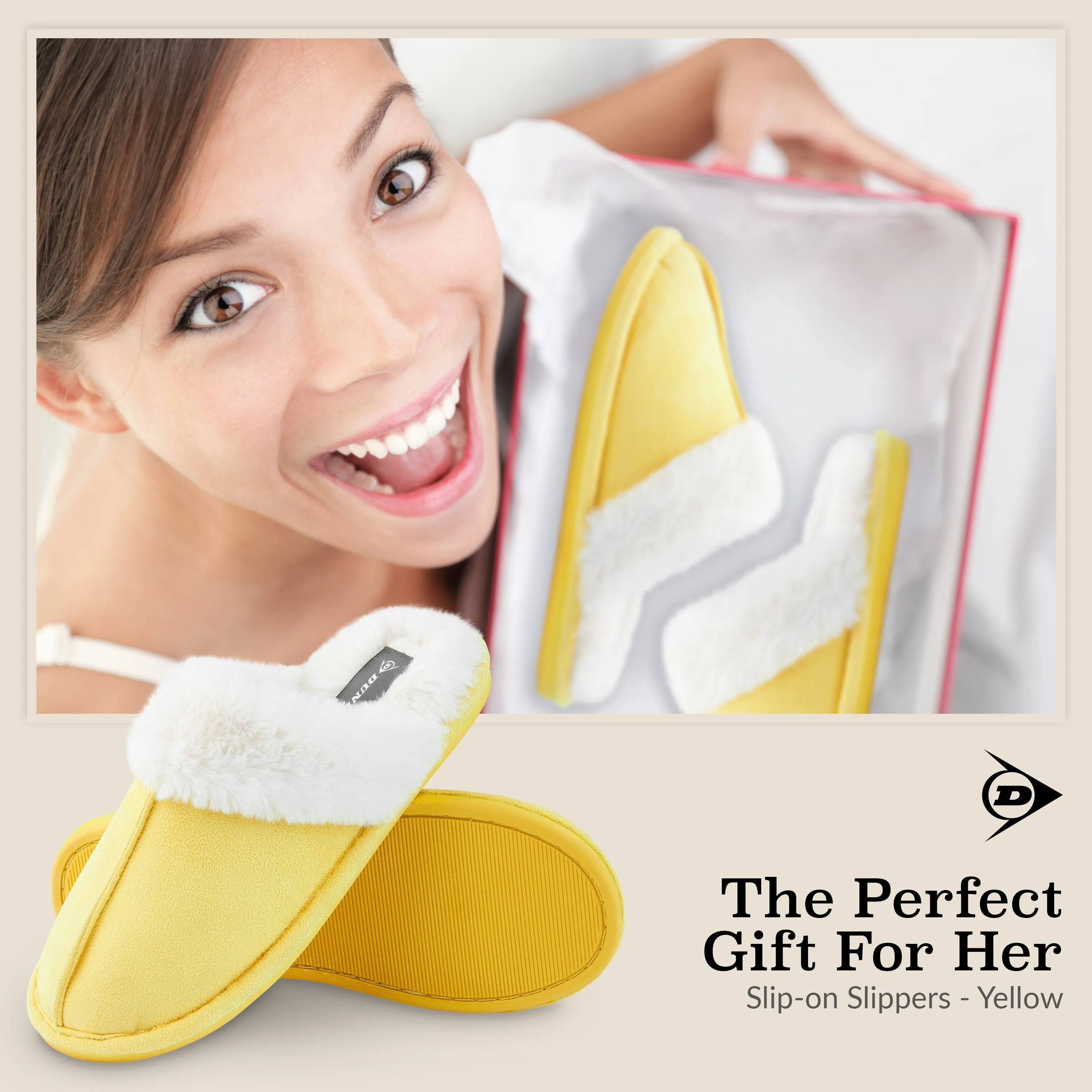 Dunlop Womens Slippers, Memory Foam Fluffy Slip On House Shoes Better Felt Slippers