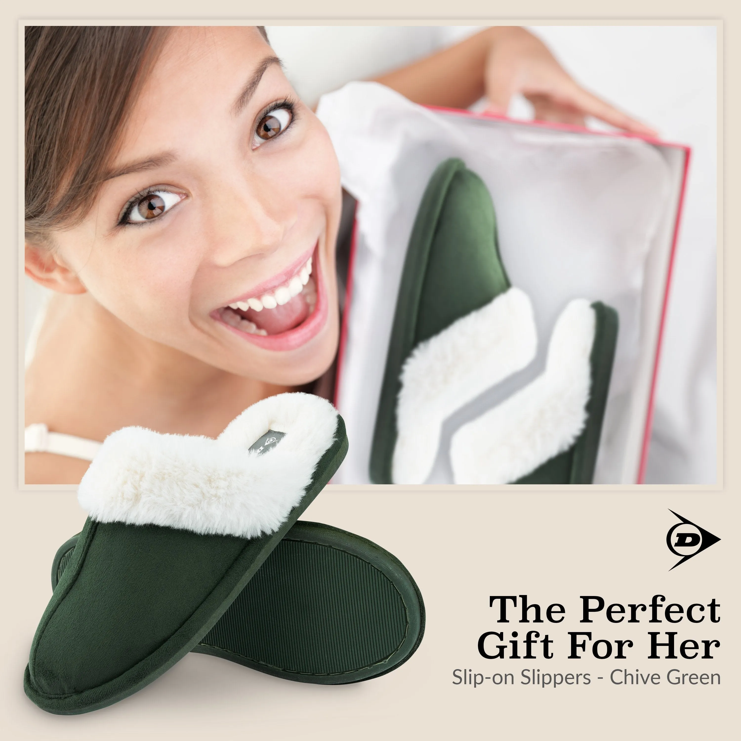 Dunlop Womens Slippers, Memory Foam Fluffy Slip On House Shoes Belgian Slippers