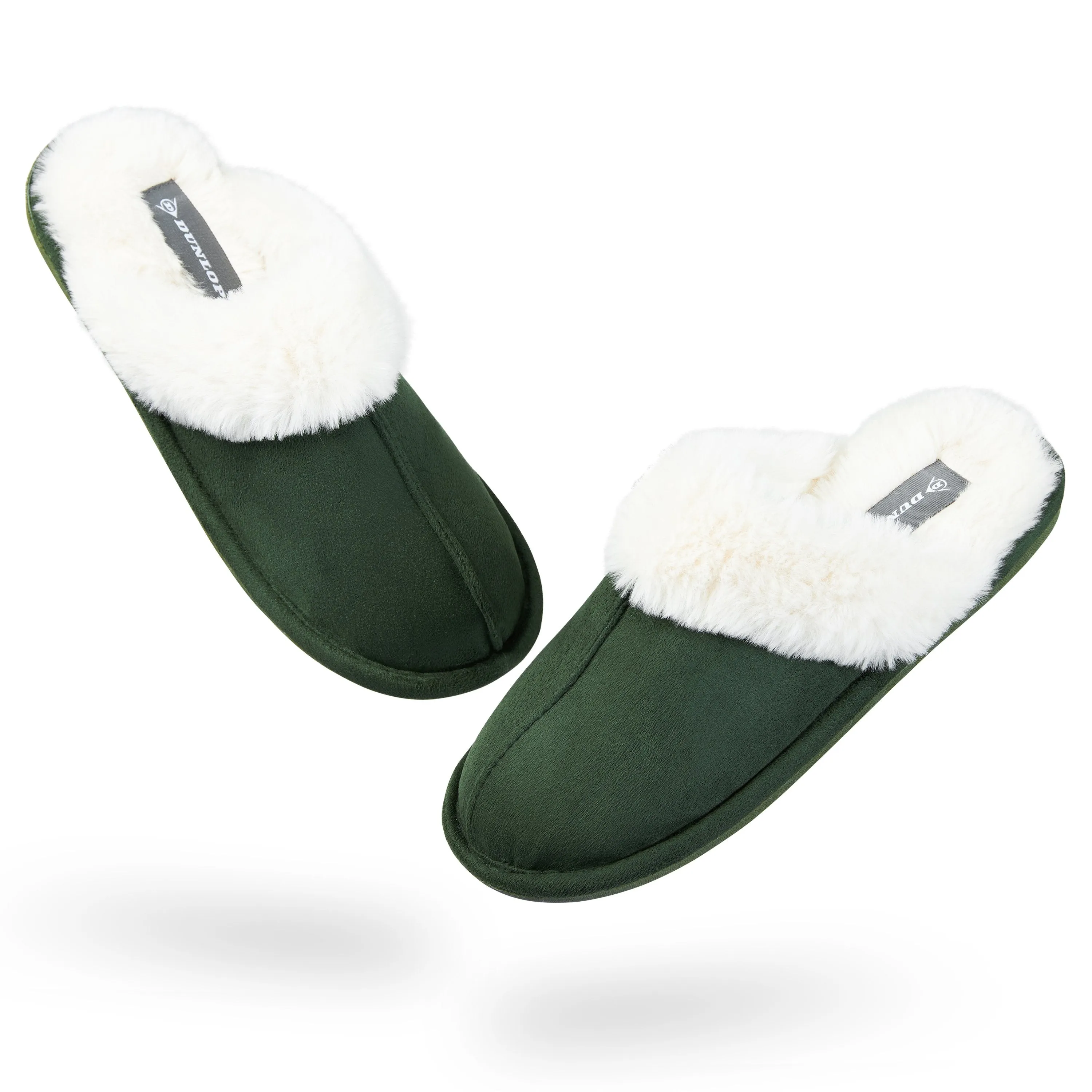 Dunlop Womens Slippers, Memory Foam Fluffy Slip On House Shoes Wayer Slides