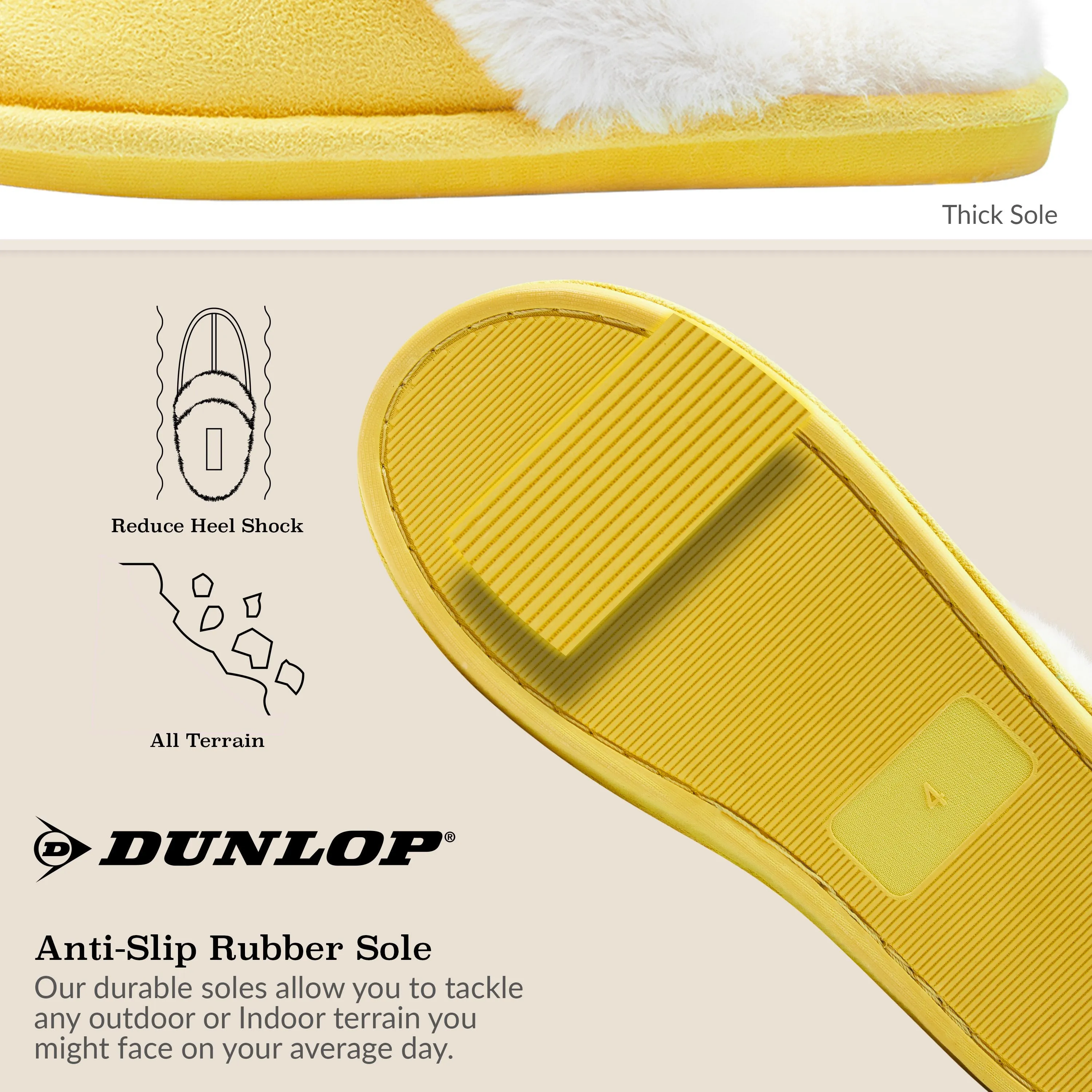 Dunlop Womens Slippers, Memory Foam Fluffy Slip On House Shoes Genuine Shearling Slippers