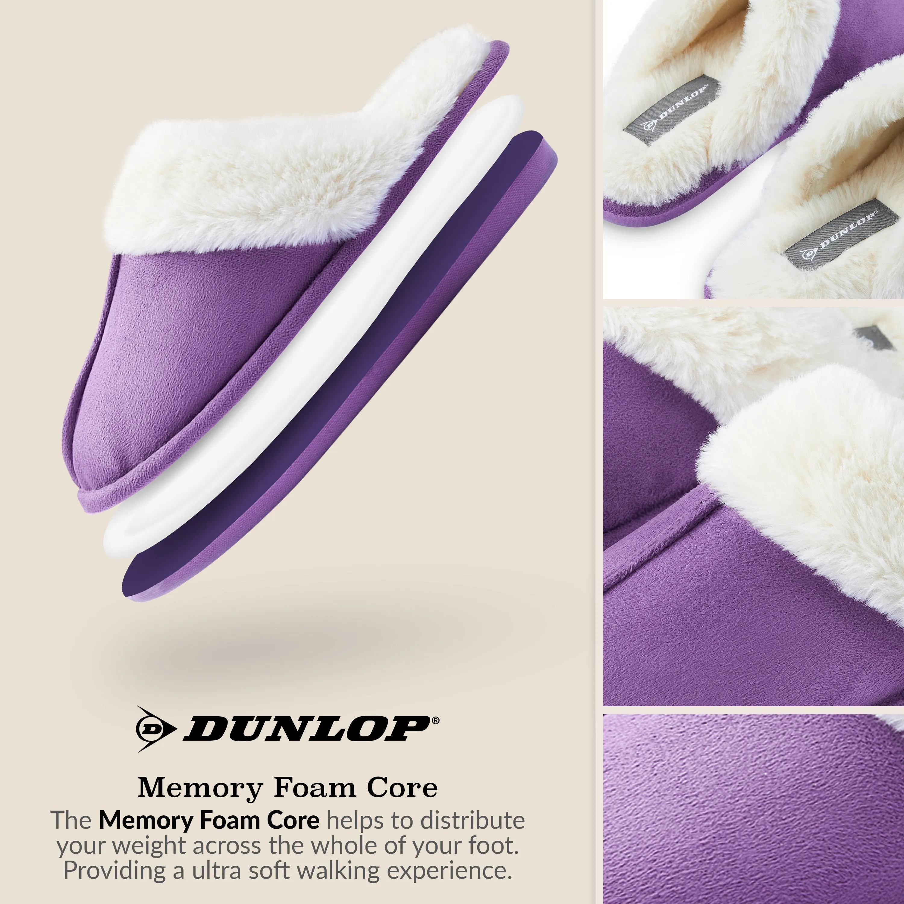 Dunlop Womens Slippers, Memory Foam Fluffy Slip On House Shoes Little Mermaid Slippers