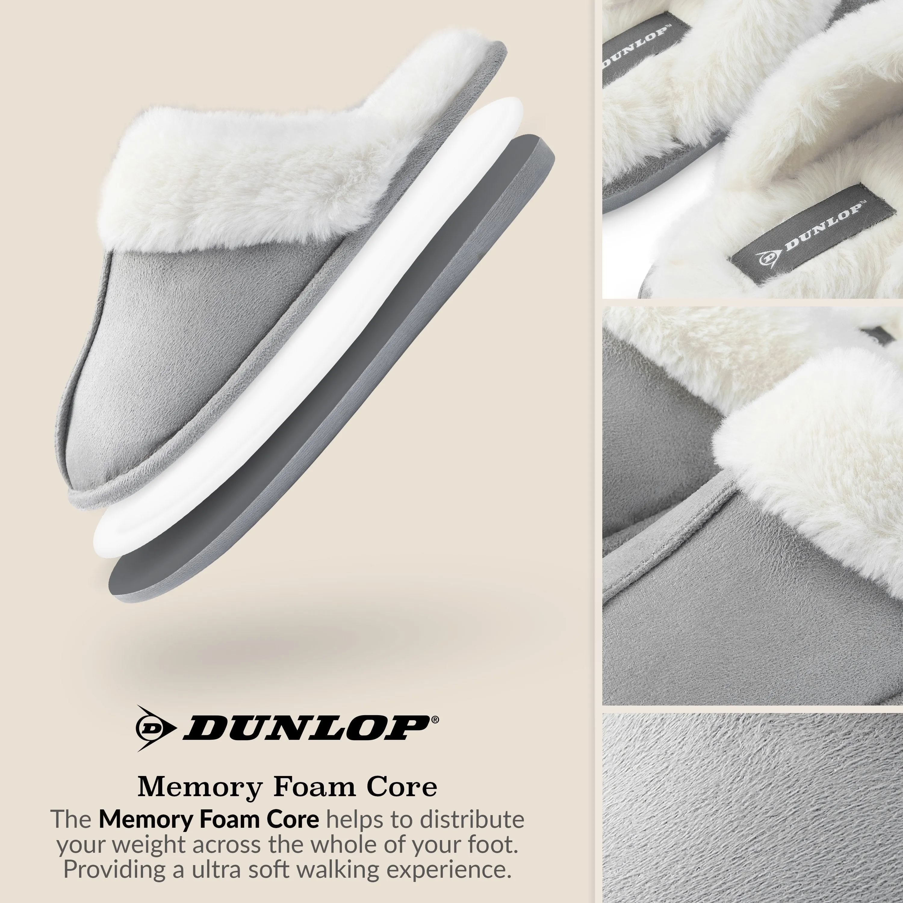 Dunlop Womens Slippers, Memory Foam Fluffy Slip On House Shoes Best Inexpensive Slippers