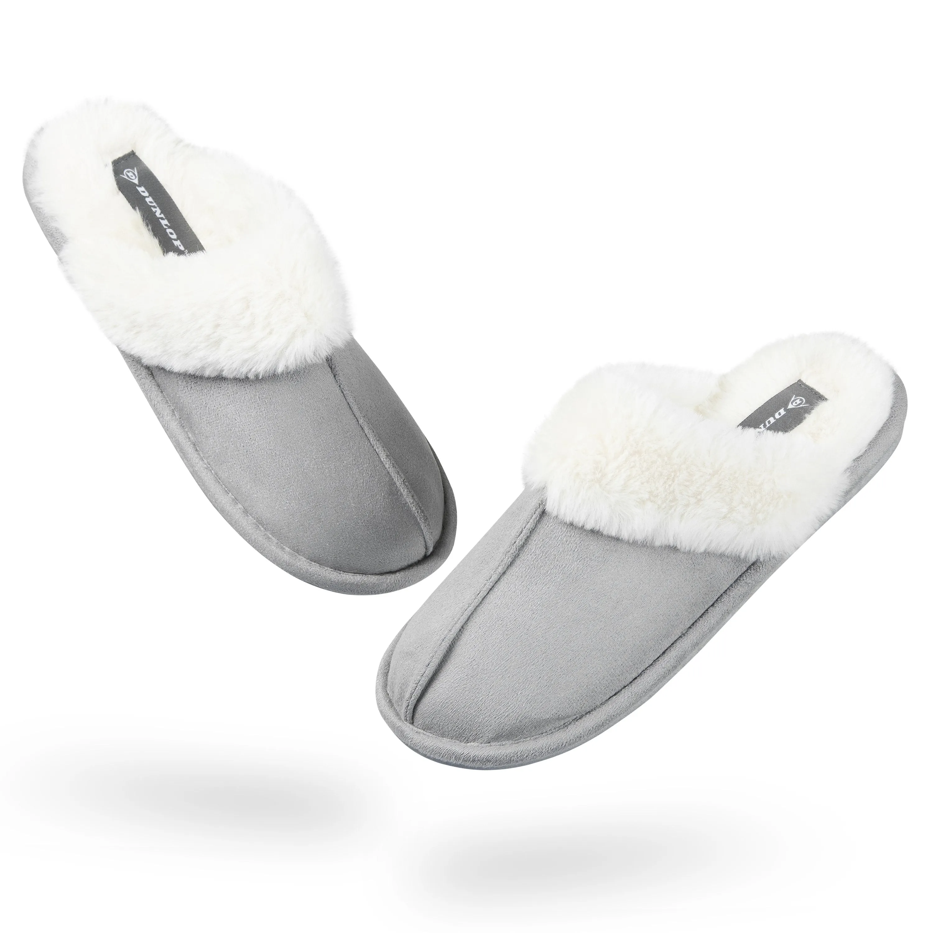 Dunlop Womens Slippers, Memory Foam Fluffy Slip On House Shoes