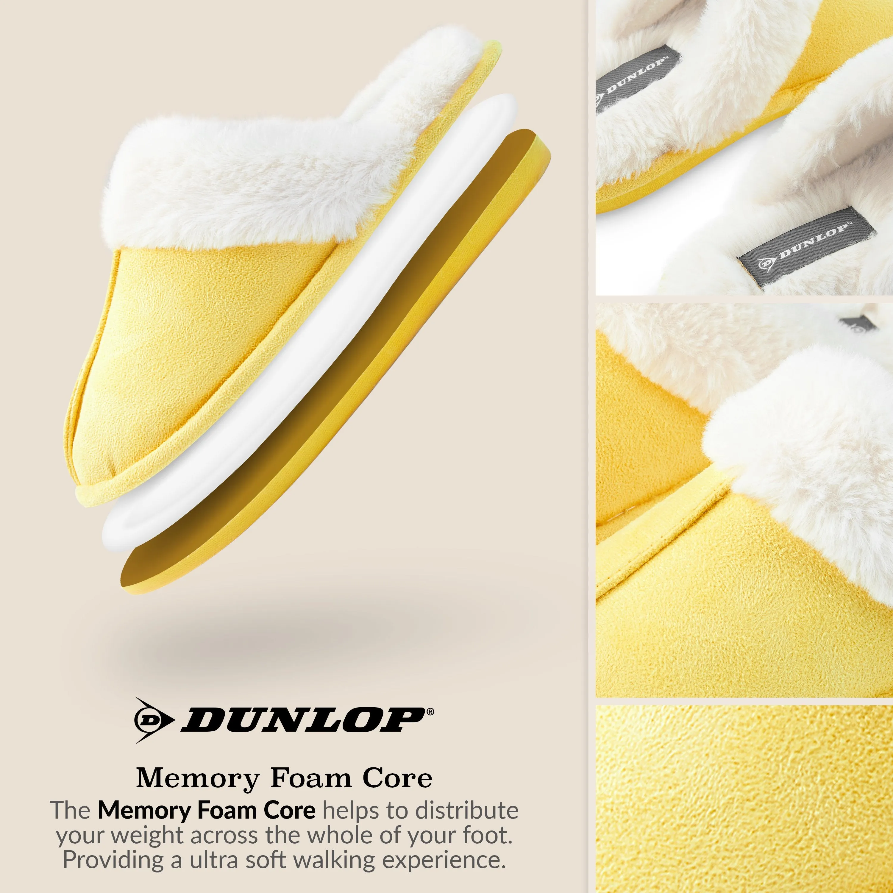 Hoodback Knit Slippers Dunlop Womens Slippers, Memory Foam Fluffy Slip On House Shoes