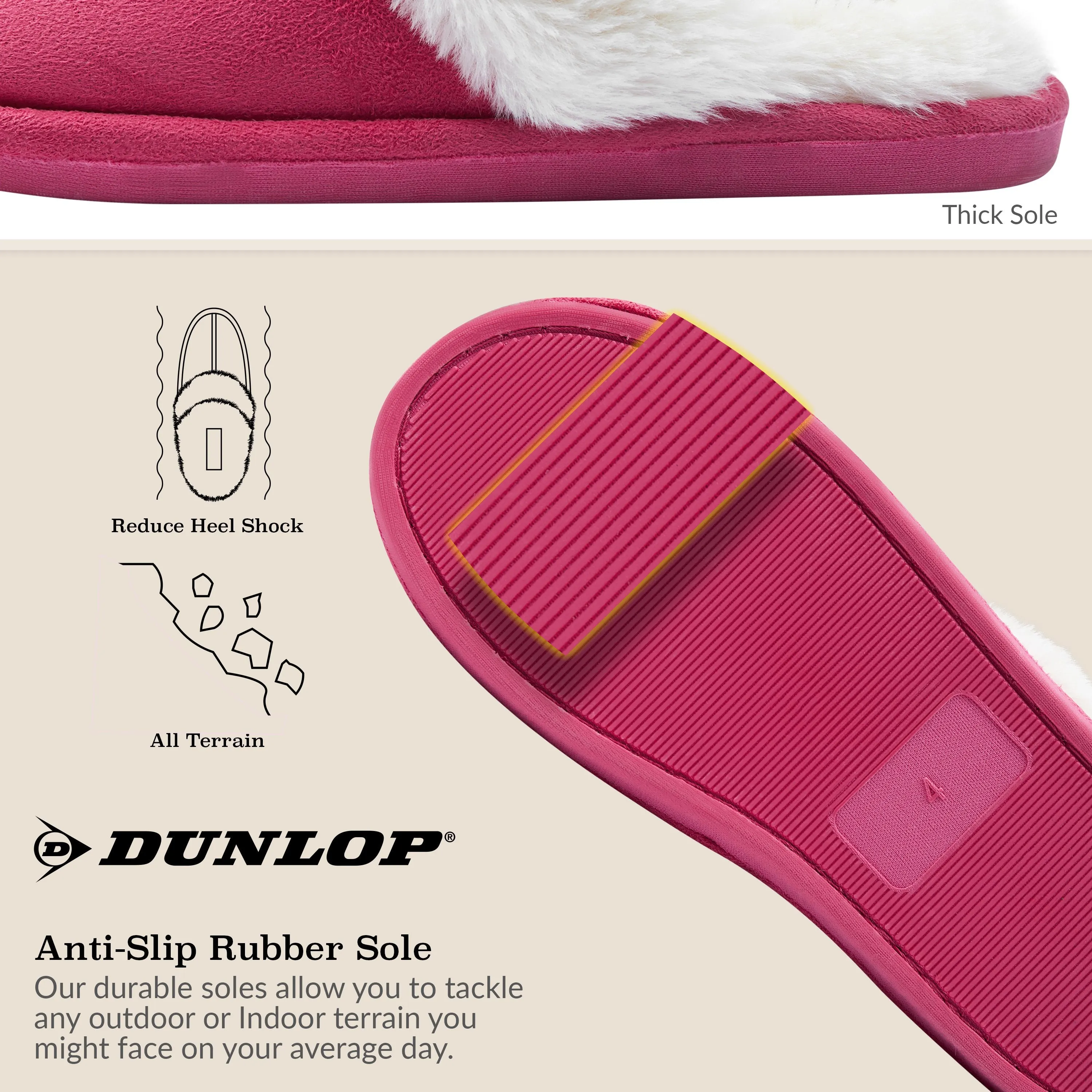 Dunlop Womens Slippers, Memory Foam Fluffy Slip On House Shoes