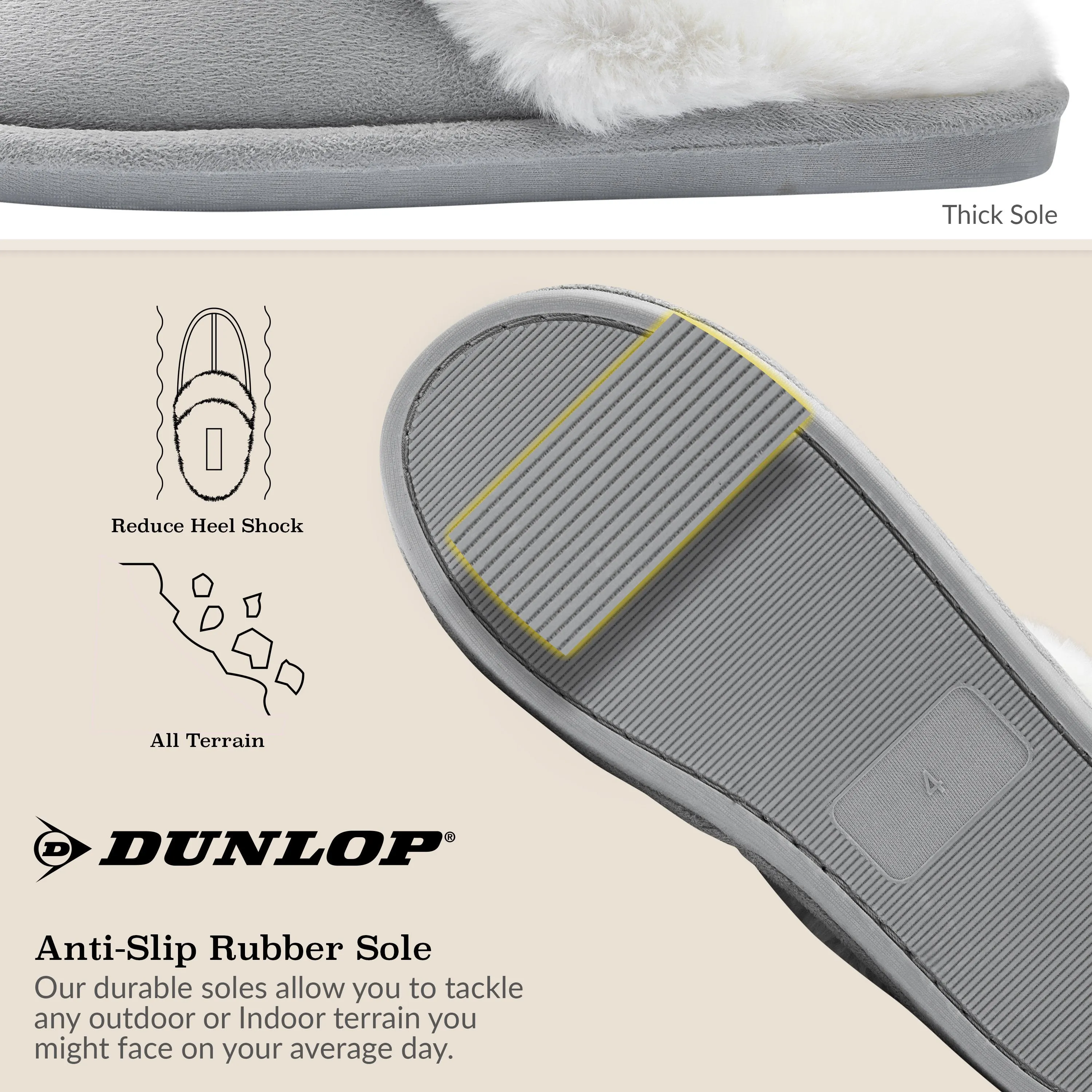 Dunlop Womens Slippers, Memory Foam Fluffy Slip On House Shoes Tired Old Person In Slippers Cartoon