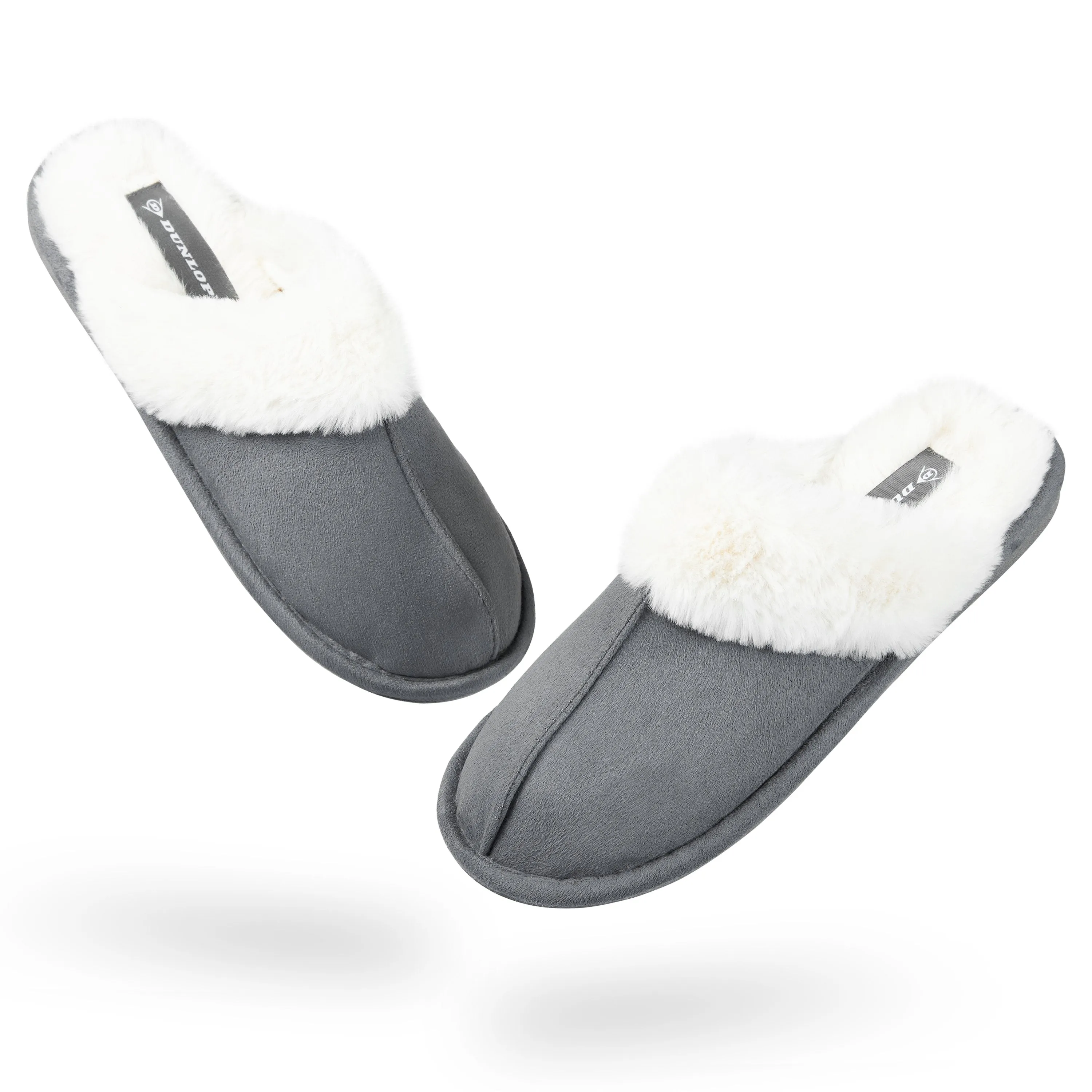Dunlop Womens Slippers, Memory Foam Fluffy Slip On House Shoes Desginer Slides