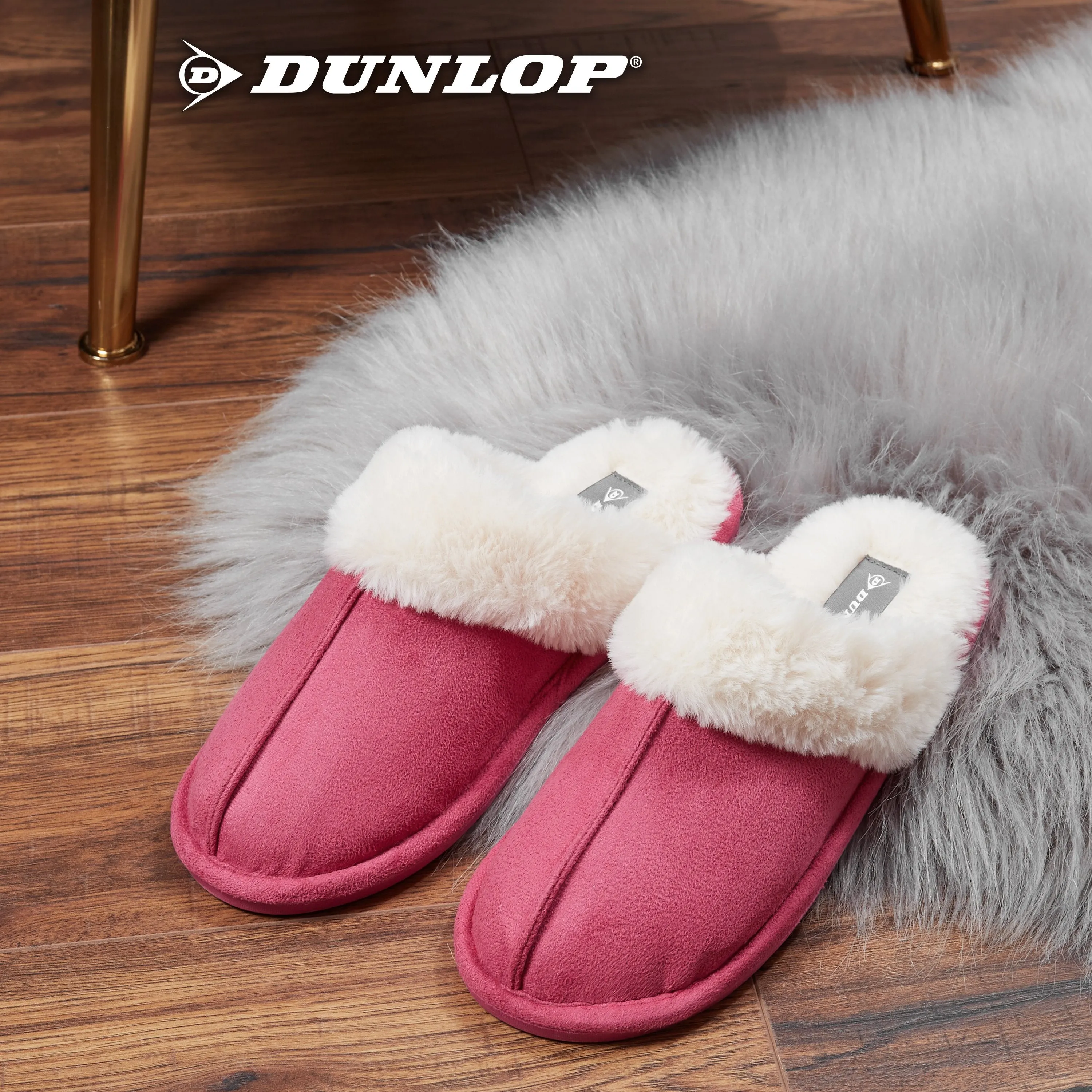 Dunlop Womens Slippers, Memory Foam Fluffy Slip On House Shoes