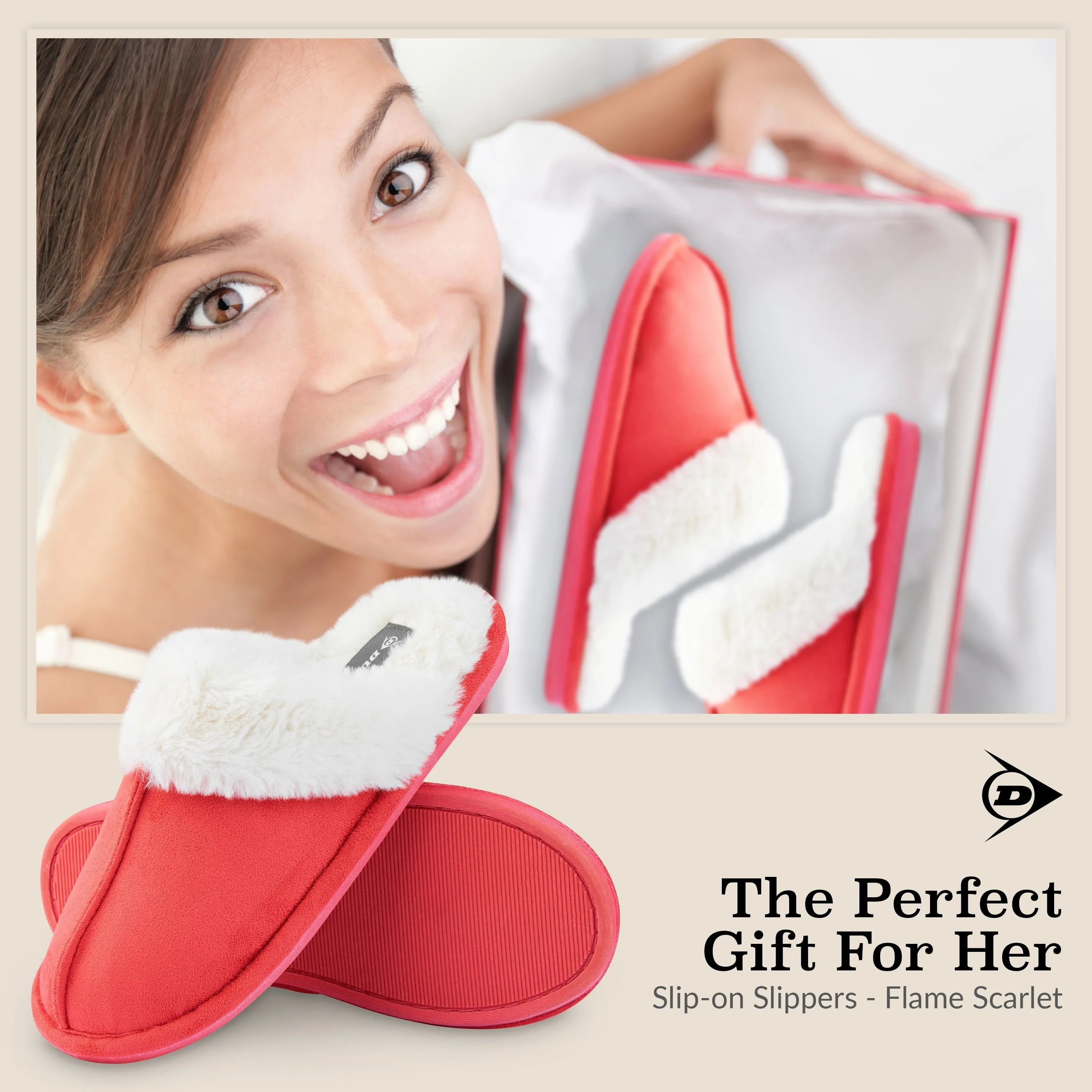 Dunlop Womens Slippers, Memory Foam Fluffy Slip On House Shoes Bjorndal Slippers