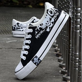 Ariana Grande Shoes Men Fashion Skull Flat with Canvas Oxford Shoes