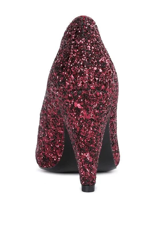 Sugar Plum - Glitter Conical Heel Pumps for women Sandals Size 8