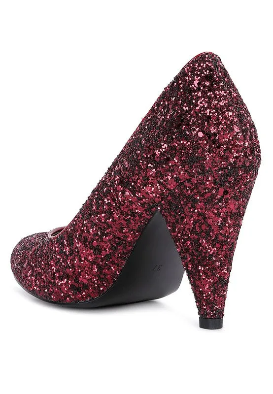 Cheeks Sandals Sugar Plum - Glitter Conical Heel Pumps for women