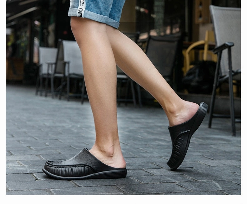 Wedge Strappy Sandals Summer Men's Half Sole Slippers Classic Closed Toe Sandals Slipper Mule Clogs Men Flip Flops 40-47 Plus Size Garden Shoes