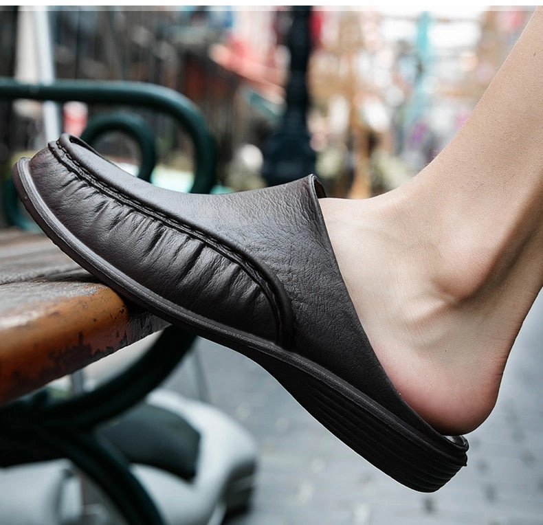 Wide Foot Sandals Summer Men's Half Sole Slippers Classic Closed Toe Sandals Slipper Mule Clogs Men Flip Flops 40-47 Plus Size Garden Shoes