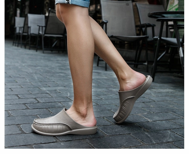 Sandals Barbados Location Map Summer Men's Half Sole Slippers Classic Closed Toe Sandals Slipper Mule Clogs Men Flip Flops 40-47 Plus Size Garden Shoes