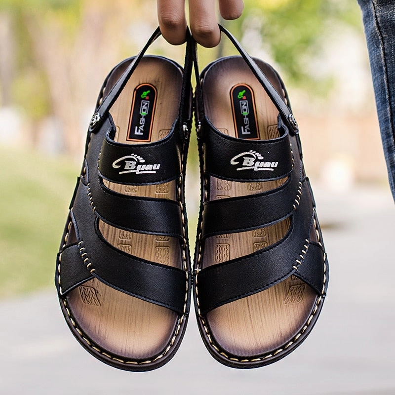 Loulou Sandals Summer Men's Sandals 2020 New PU Leather Slippers For Men Classic Slides Men