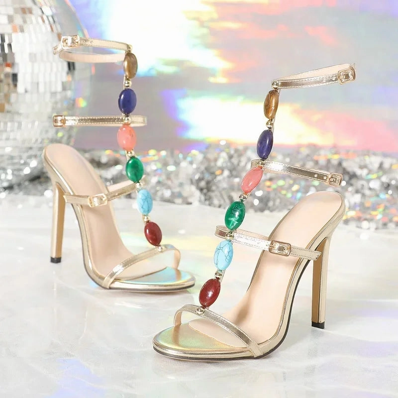 Summer Narrow Band Buckle Strap Women Sandals High Heels Platform Sandals Under $50