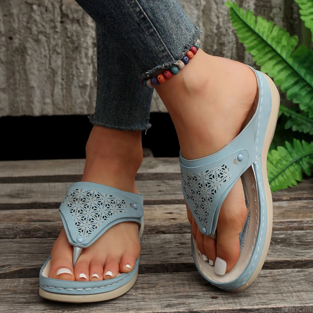 Flip Flops With Arch Support And Cushion Summer Open Toe Flip Flops Wedges Comfortable Slippers