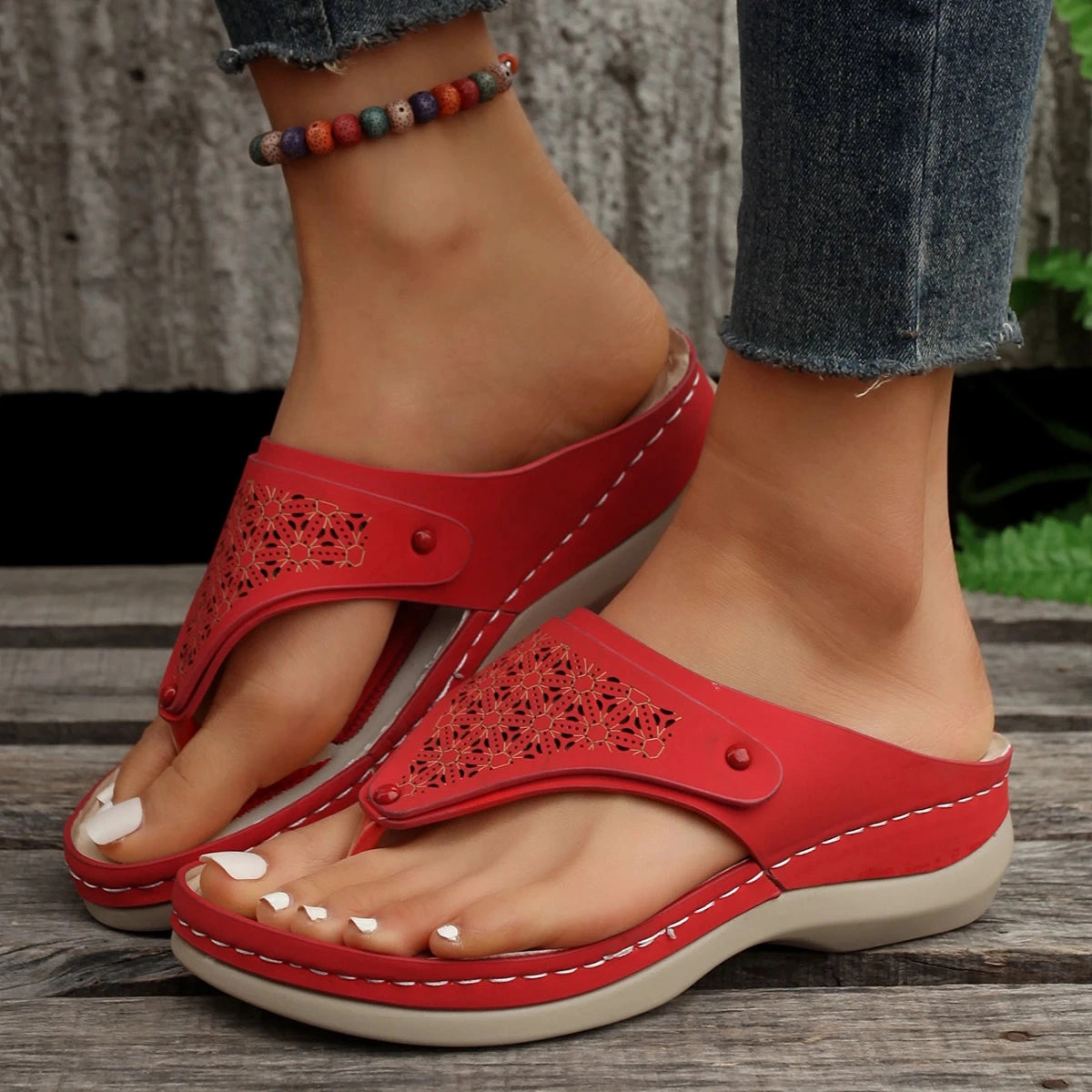 Summer Open Toe Flip Flops Wedges Comfortable Slippers Oysho Flip Flops