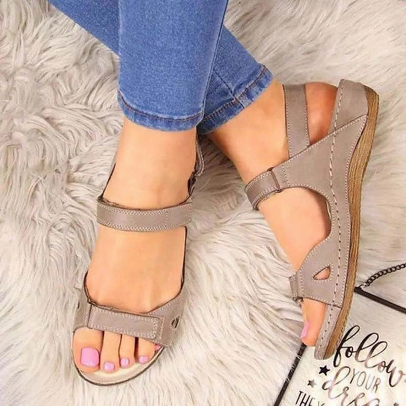 Summer Woman Sandals New College Style Ladies Sandals Low Heel Wedge Casual Women Shoes Fashion Leather New Shoes For Femme Low Heel Wedding Sandals