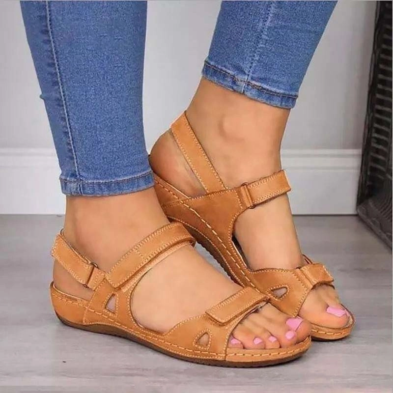 Sandals With Good Arch Support Summer Woman Sandals New College Style Ladies Sandals Low Heel Wedge Casual Women Shoes Fashion Leather New Shoes For Femme