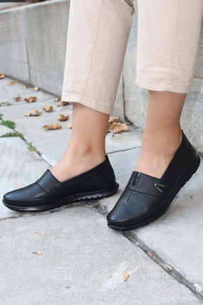 Grain Leather Casual Shoes FST Genuine Leather Women's Casual Shoes 864ZA101 Black - Hawthorne