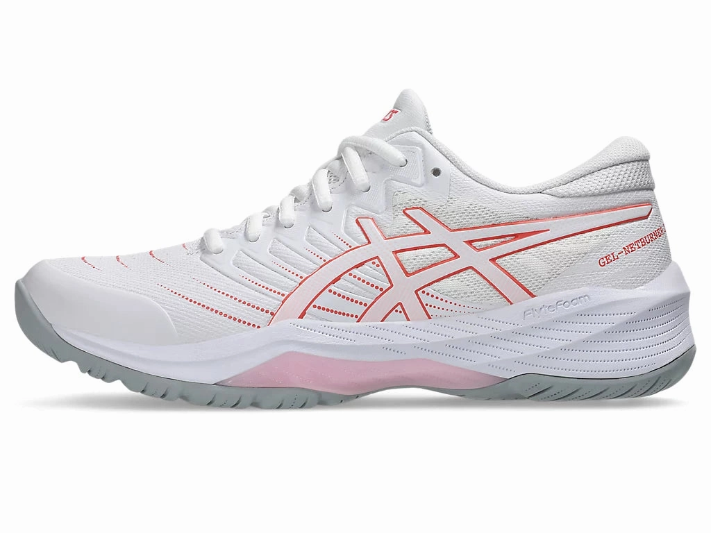 Asics Gel-Netburner 21 (D Wide) Bio Womens White/Papaya Asics Tiger Gel Shoes