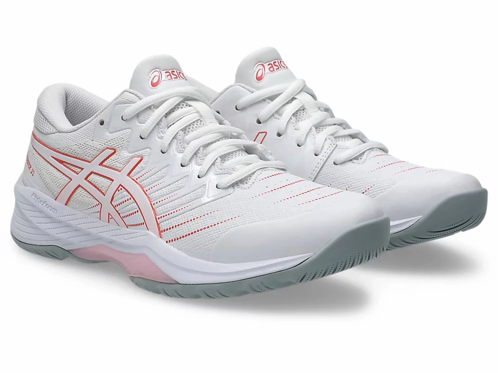 Asics Gel-Netburner 21 (D Wide) Bio Womens White/Papaya Coupon Code For Asics Shoes