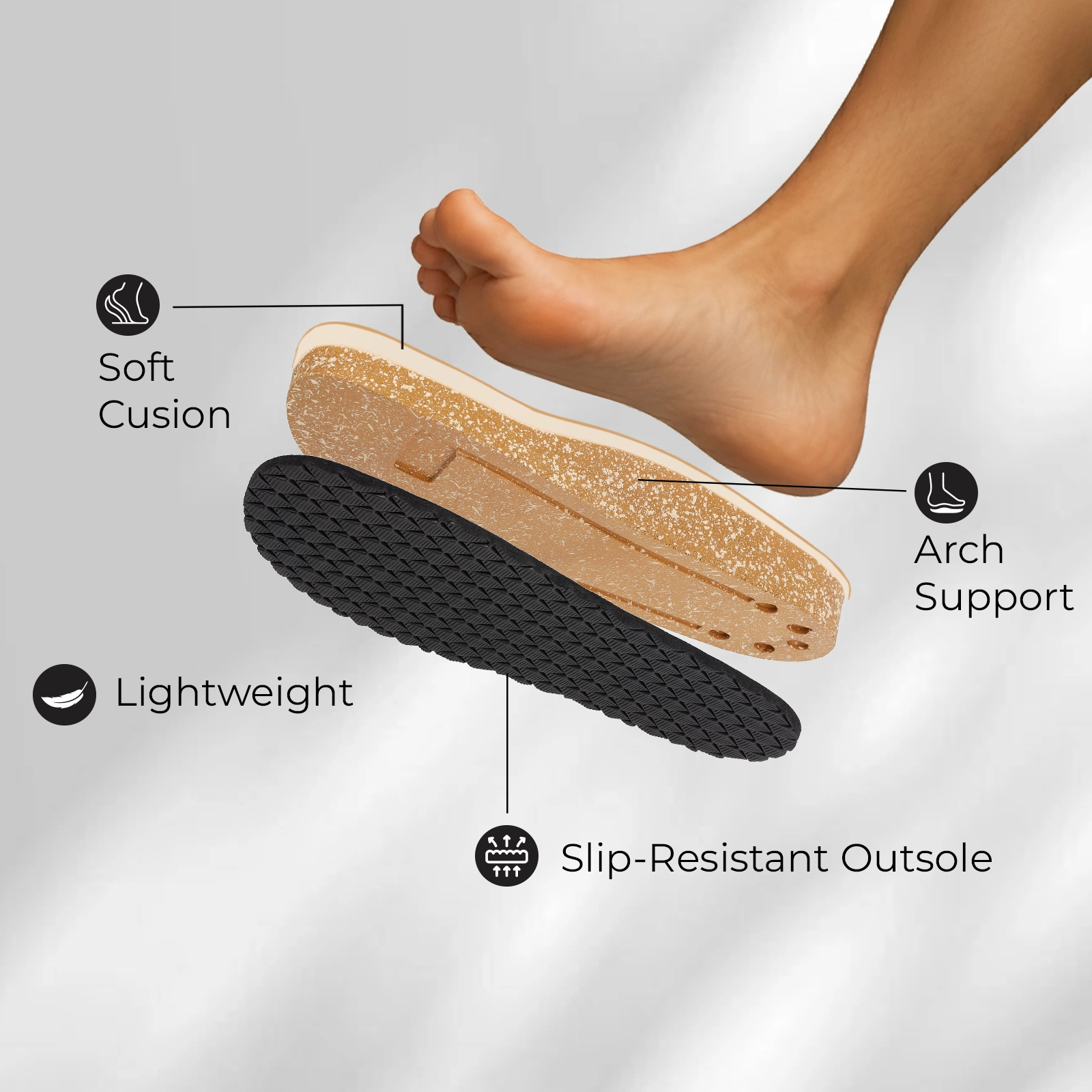 Wedge Shoes And Sandals URBANOZ Men's Comfort Sandals - WGE53068 Brown