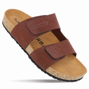 Suede Heeled Sandals URBANOZ Men's Comfort Sandals - WGE53068 Brown