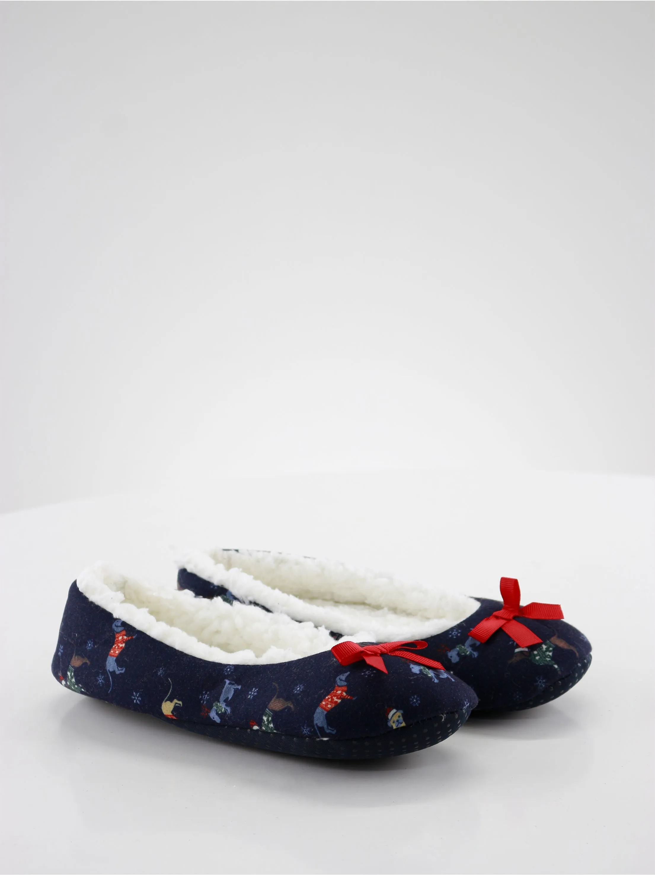 Adissage Slides Women's Christmas Decoration Faux Fur Inside Slippers,Navy