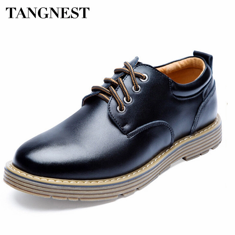 Shoe Land Flats Tangnest Summer New Fashion Men Business Shoes Casual  Lace Up Male Flats Shoes Men's Platforms Shoe 3 Colours Size 38-44 XMP559