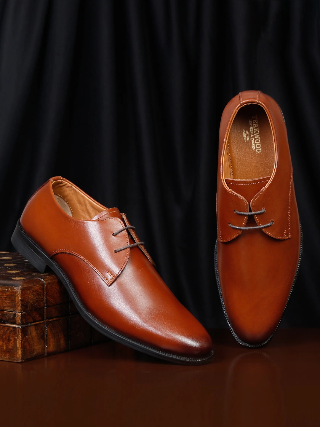 Teakwood Leather Men Solid Brown Derbys Formal And Casual Shoes