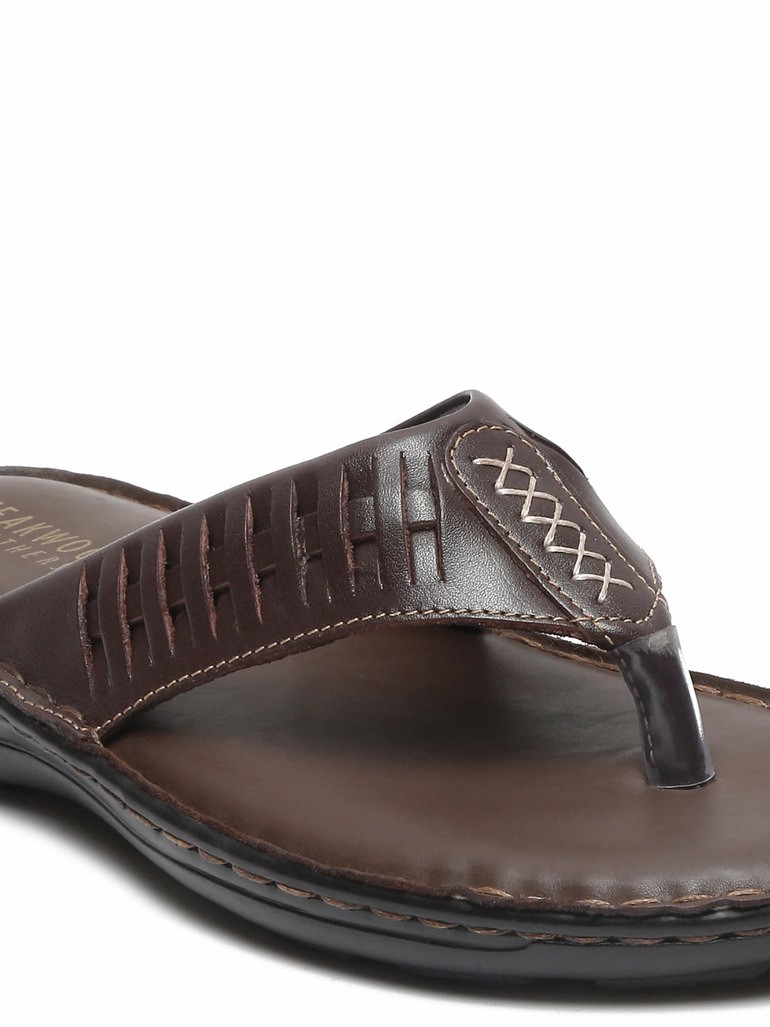 Teakwood Men Leather Brown Thong Flip-Flop Comfiest Slippers