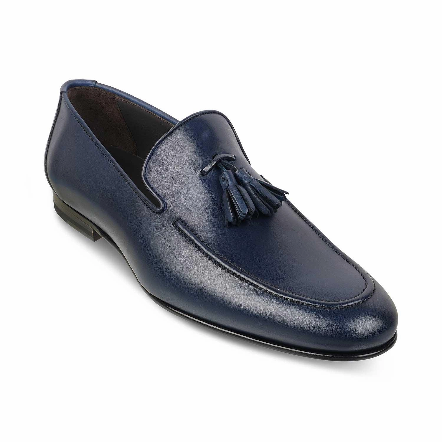 Jessa Loafers The Mancio Blue Men's Handcrafted Leather Loafers Tresmode