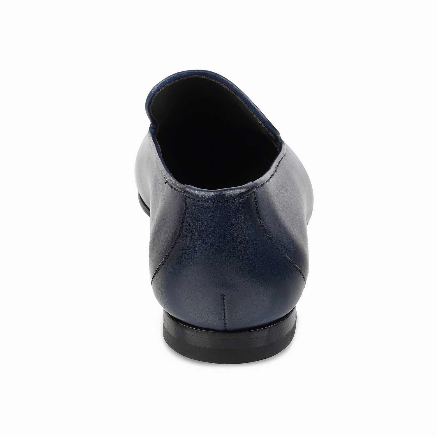 The Mancio Blue Men's Handcrafted Leather Loafers Tresmode Loafers Slides