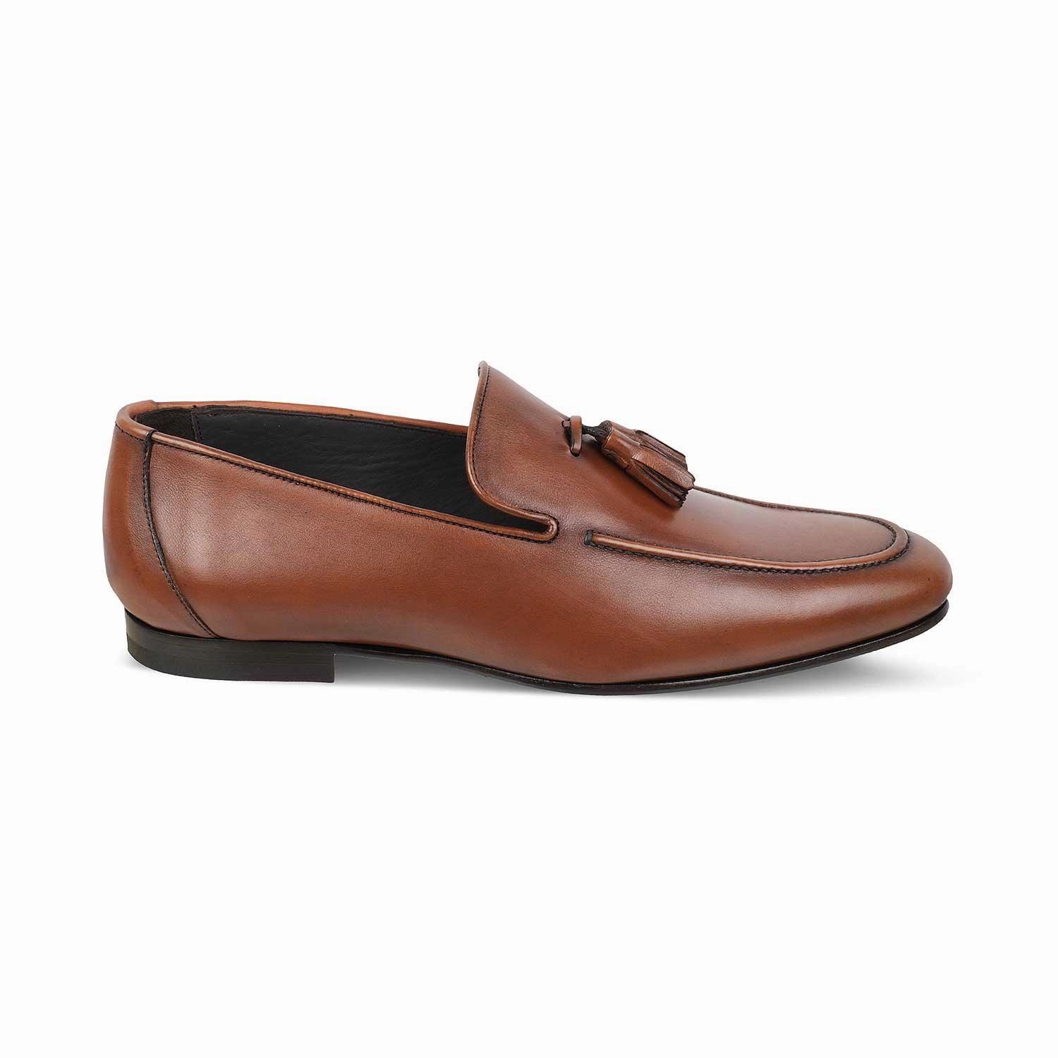 The Mancio Tan Men's Handcrafted Leather Loafers Tresmode Italian Loafers Sale