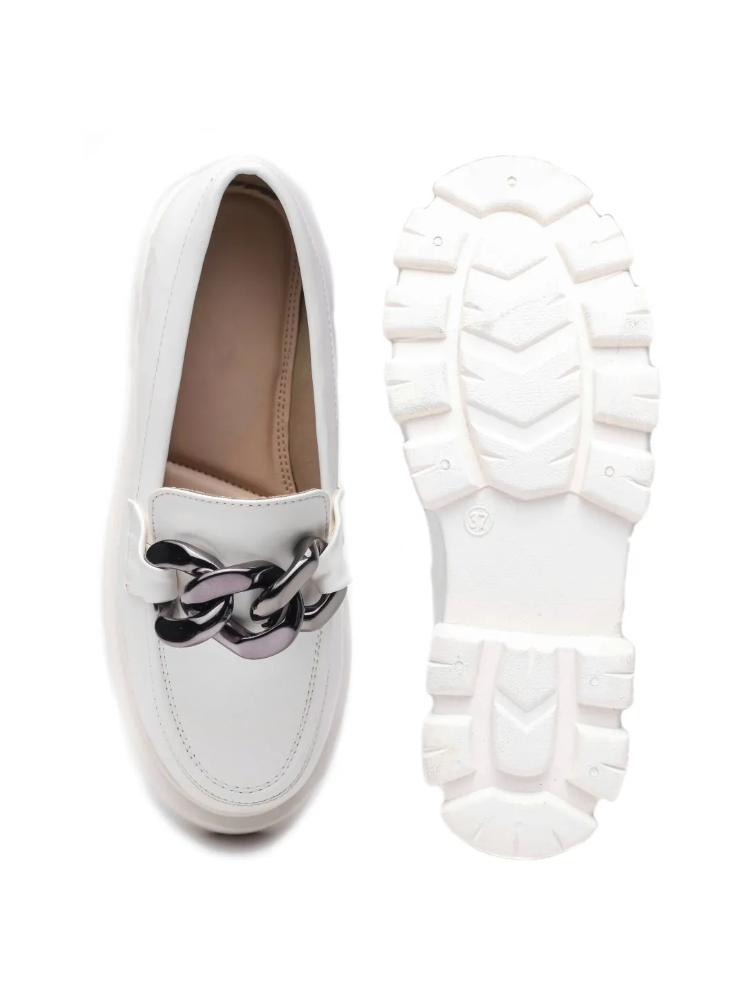 Dream Pairs Loafers Brauch White Solid Embellished Loafer Shoe