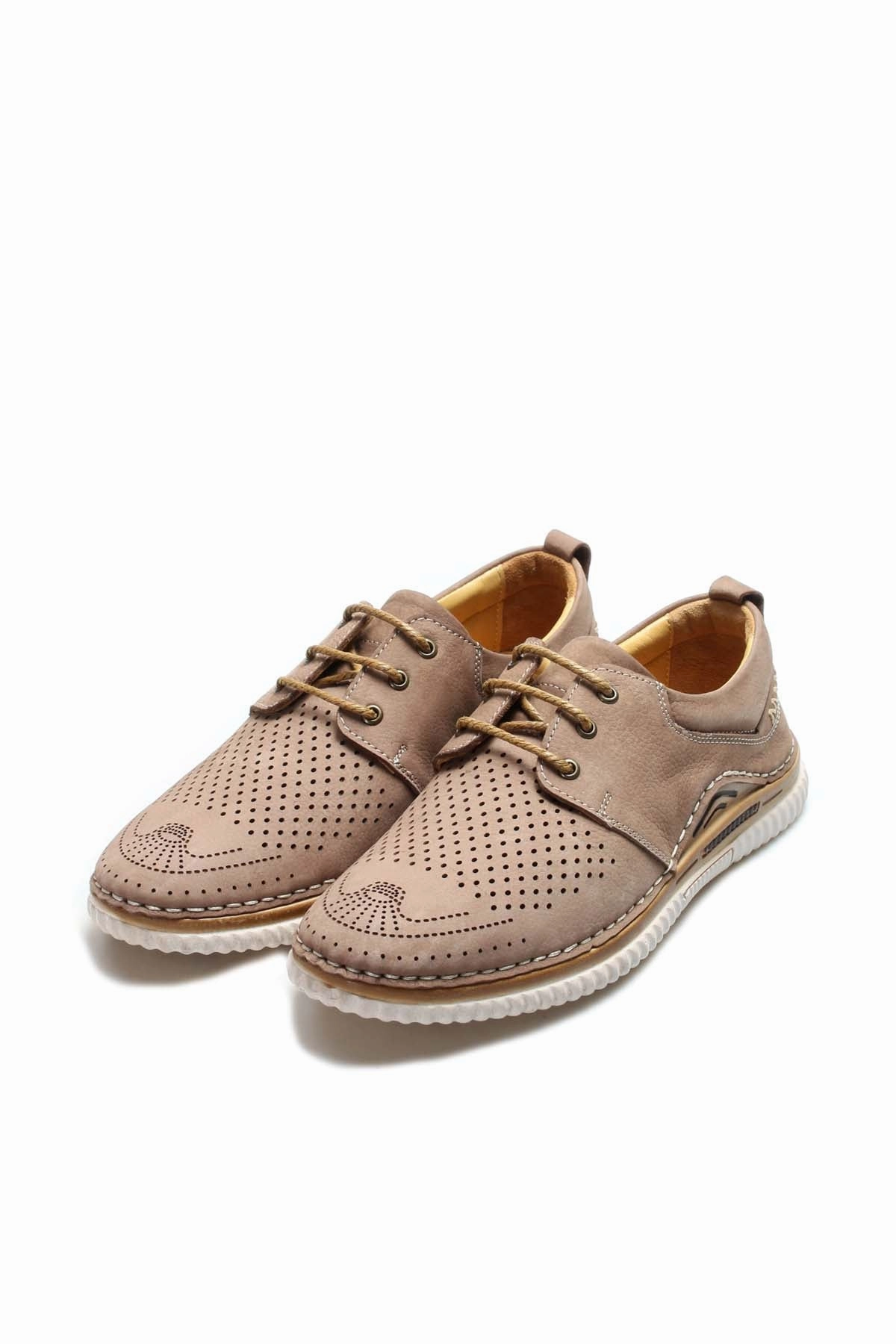 Footjoy Shoes Contour Casual FST Genuine Leather Men's Casual Shoes 662MA46 Beige Nubuck - Jocotepec