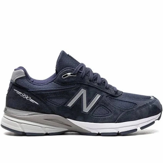 All White New Balances New Balance Made in USA 990v4 (Navy/Silver)
